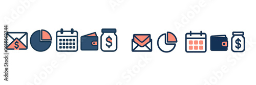 Icons for budgeting and scheduling in financial planning