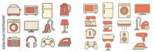 Modern kitchen and household appliances vector illustration collection