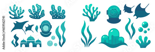 Exploring marine life with diving equipment and underwater plants