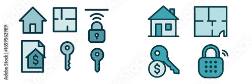 Vector illustration of house-related icons for real estate concepts