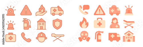 Emergency response and safety icons collection for various situations