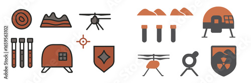 Vector illustration of emergency response equipment and symbols