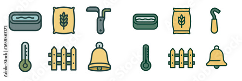 Vector illustrations of farming equipment and tools for agriculture