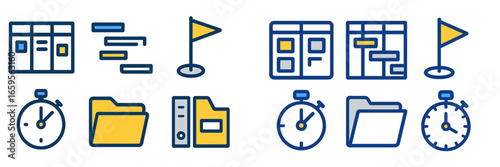 Creative vector icons for project management and time tracking
