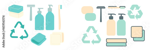 Sustainable personal care and eco-friendly recycling symbols
