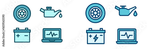 Illustration of vehicle maintenance icons for easy identification