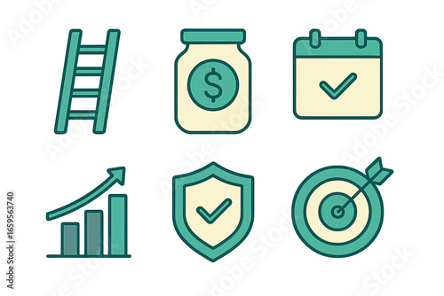 Vector illustration of business growth symbols for financial planning