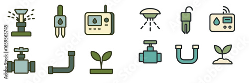 Vector illustration of water conservation tools and devices