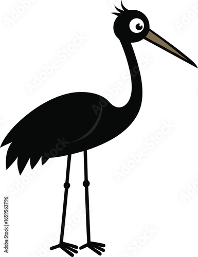 Vector cartoon black bird illustration