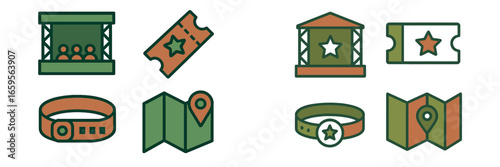 Vector illustration of event ticketing and location planning tools