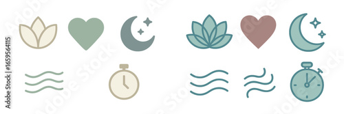 Modern vector illustration of wellness symbols and icons