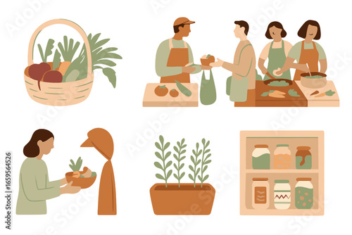 People cooking and gardening together in diverse ways