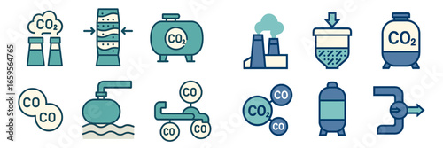 Environmental impact icons for carbon dioxide management