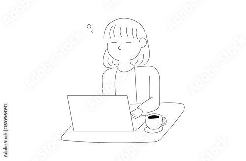 パソコン作業中の女性