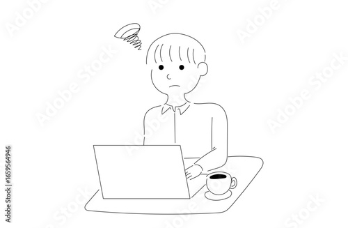 パソコン作業中の男性