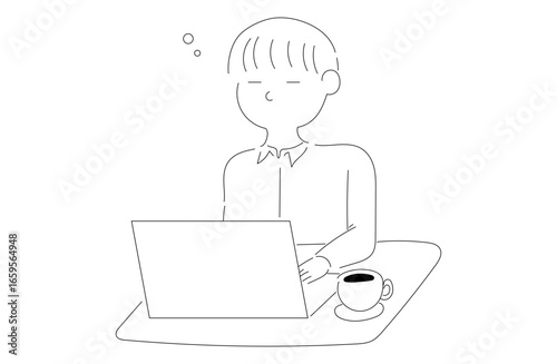 パソコン作業中の男性
