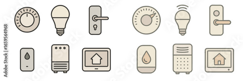 Modern home appliances illustrated in a simple style