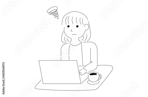 パソコン作業中の女性