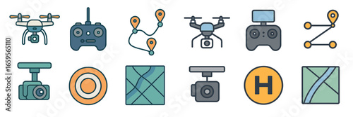Drone tools and accessories vector illustration set for aviation use
