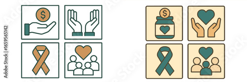 Vector art showcasing charity and donation themes