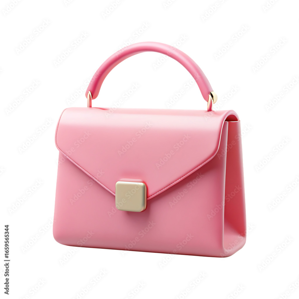 Flat and minimal 3D Pink color Flap Bag of silhouette illustration on transparent background Flat and minimal 3D Pink color Flap Bag of silhouette illustration on transparent background