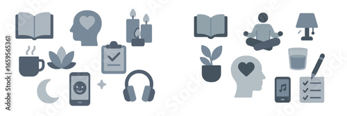 Wellness concepts and mindfulness symbols for stress relief