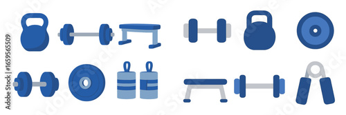 Workout equipment collection for fitness training and exercise
