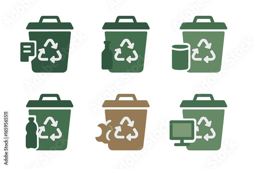 Recycling icons collection for sustainable waste management