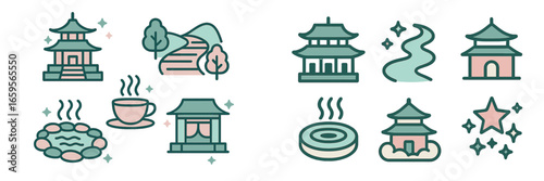 Vector illustration of serene spa symbols and elements for relaxation