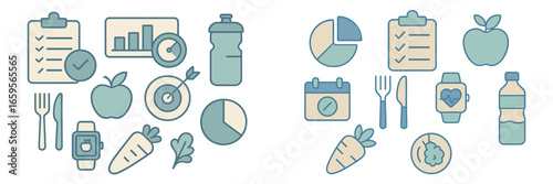 Health and fitness elements in vector style for wellness lifestyle