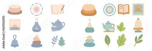 Cozy collection of vector illustrations for home and relaxation themes