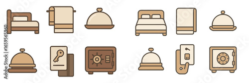 Minimalist vector of hotel room essentials and services