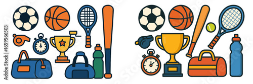 Vector illustration of sports gear and accessories collection