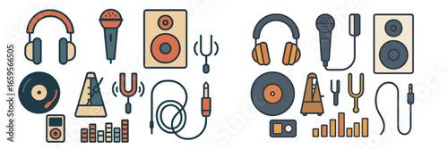 Creative vector art of music gear and audio tools
