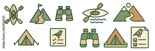 Unique vector illustrations of camping and outdoor adventure elements