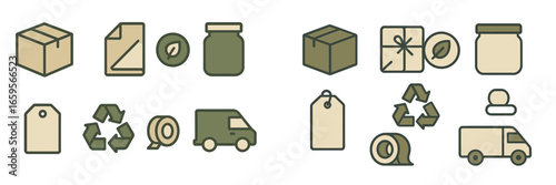 Vector illustration of eco-friendly packaging elements and symbols