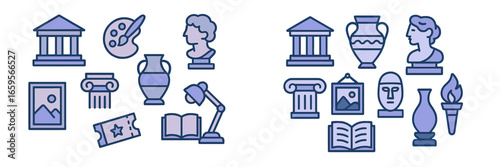 Cultural artifacts and symbols in vector illustration for learning