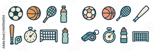 Simple vector illustration of sports gear and accessories