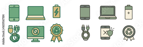 Modern electronic devices and accessories illustrated in vector style