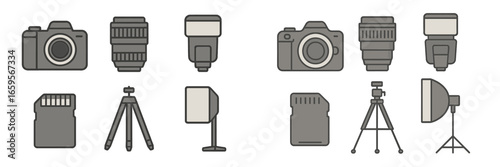 Photography gear collection in vector illustration format