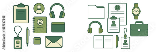 Vector art of office supplies for business tasks