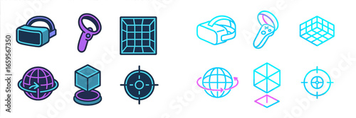 Vector illustration of virtual reality technology and gaming tools