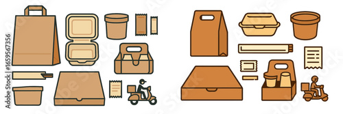 Delivery packaging collection for various food items and takeout