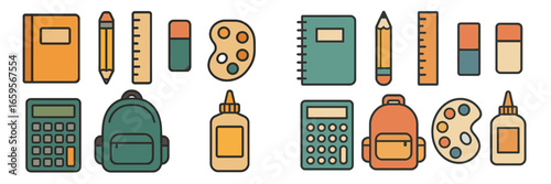 Creative vector illustration of school supplies on a white background