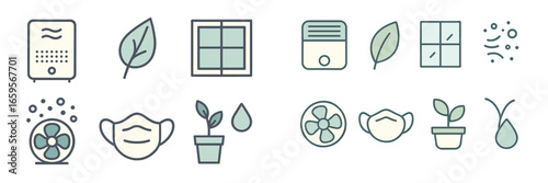 Vector illustration of indoor air quality elements and plants