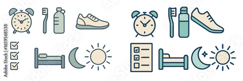 Daily routine elements for morning and nighttime activities