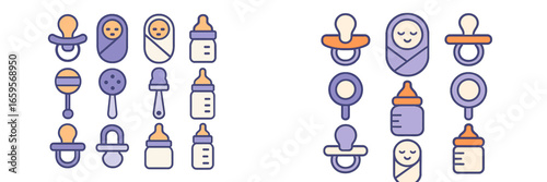 Vector illustration of baby items for parenting and childcare