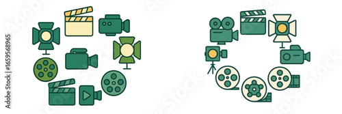 Creative vector illustration of film production elements for projects