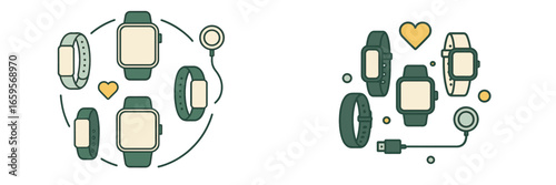 Fitness smartwatch collection with diverse designs and accessories
