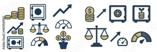 Financial growth and investment symbols in vector design